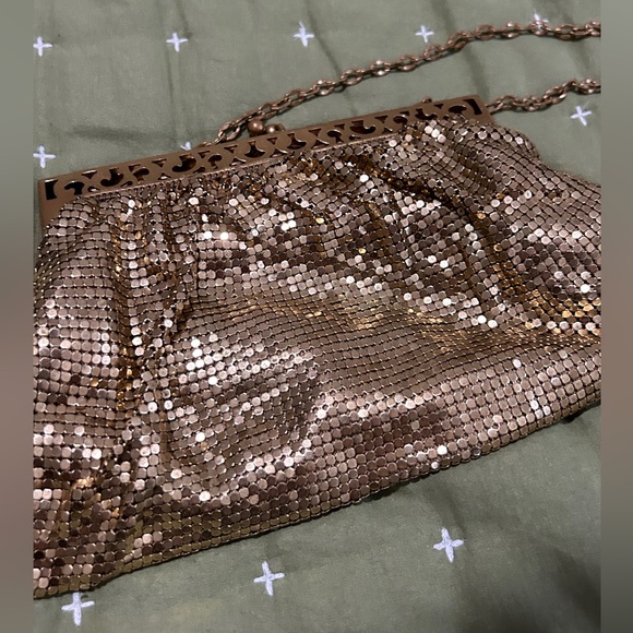 Whiting and Davis Gold mesh metal purse handbag vintage - Picture 7 of 11
